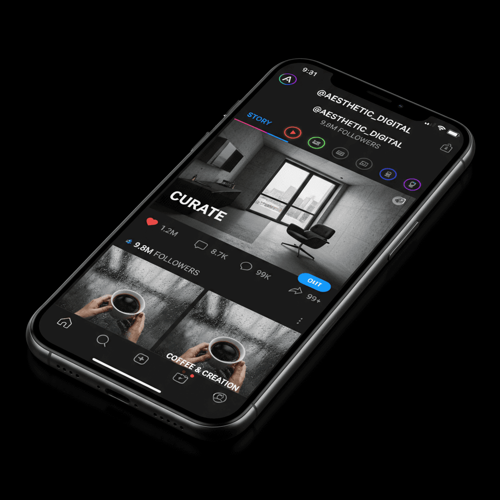 Smartphone displaying a branded social media profile